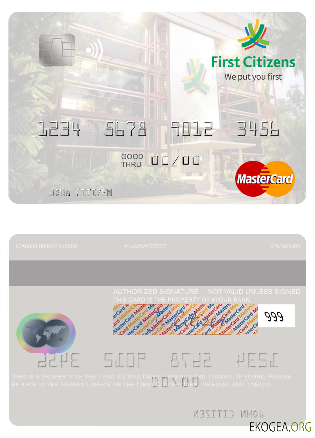 Trinité et Tobago First Citizes Bank mastercard